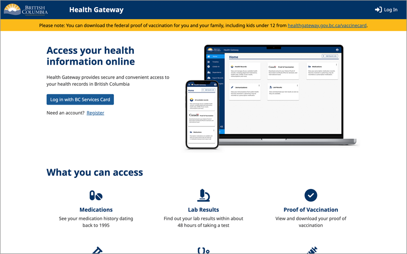 Health gateway webesite Health gateway website